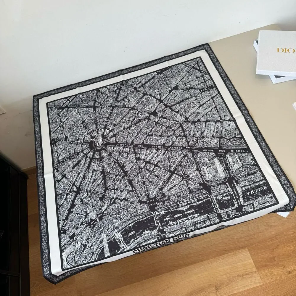 DIOR Parisian Map Silk Scarf